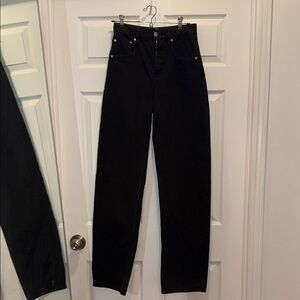 Frame Denim Black High-Rise Straight Leg Jeans